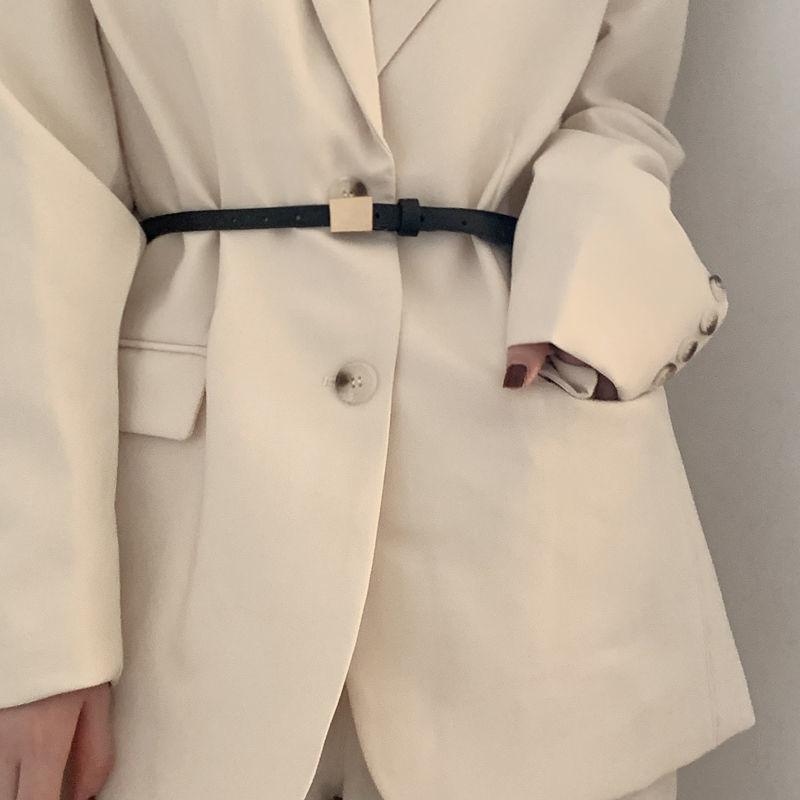 

Black Sleek Pu Womens Waist Belt For Jeans And Dresses Classy Adjustable Design Square Button