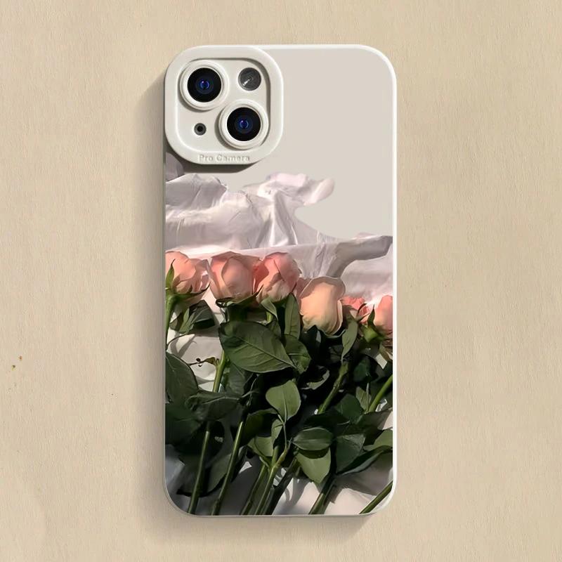 Rose Flower Phone Case For iPhone 16 Pro Max Case For iPhone 11 13 12 15 14 Pro Max 7 8 Plus XS X Soft Silicone Shockproof Cover