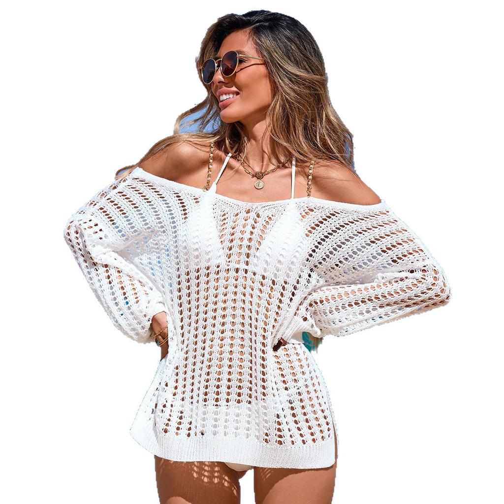 New Metal Halter-neck Bikini Top Women's Summer Beach Dress with V-neck and Sexy Open Front Design