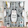 2pcs 2D Flat Printing Curtain Penguins Like Snowflakes Gift Polyester Without Electricity Festive Curtains Perfect for Indoor