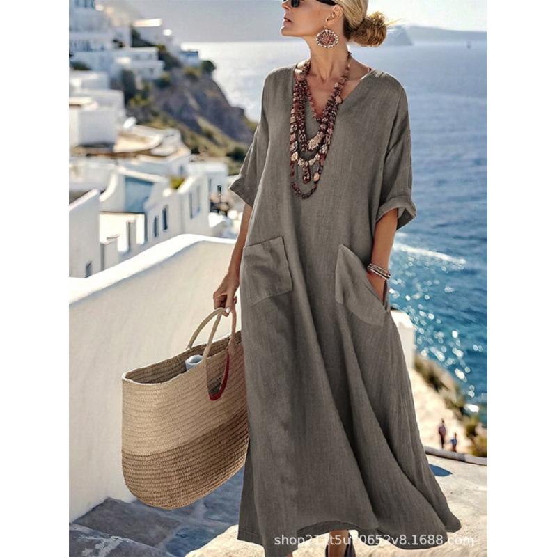 European and American bohemian women's dress seaside vacation elegant fashion print