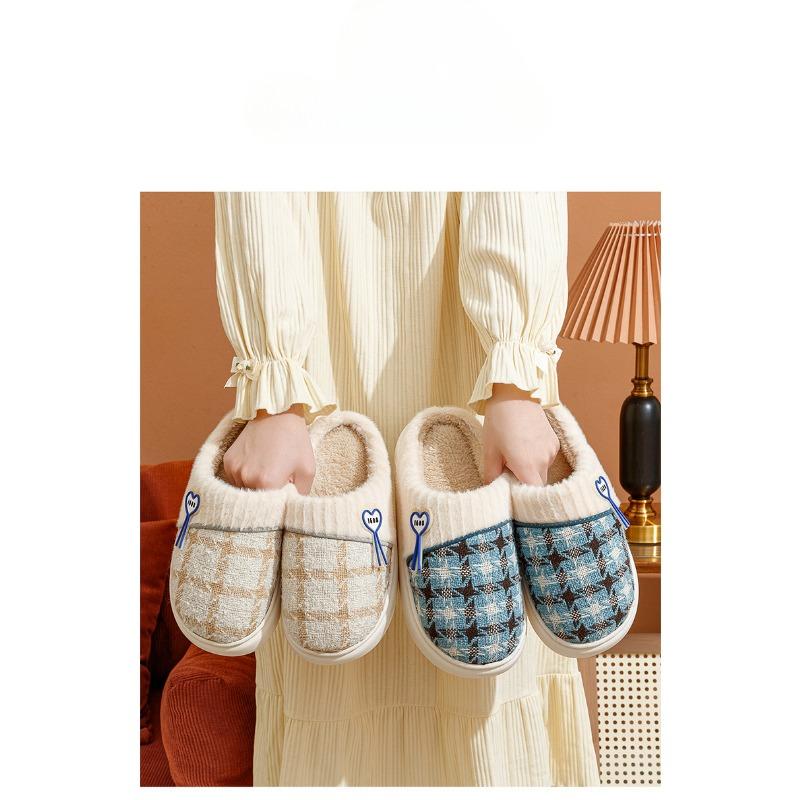 Thick Soled Cotton Slippers for Home Warmth and Non-slip