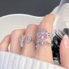 Růžová série Mašlička Plný diamant Zir***** Pero Prsten Květina Lehký luxus Špičkový niche design Prsten