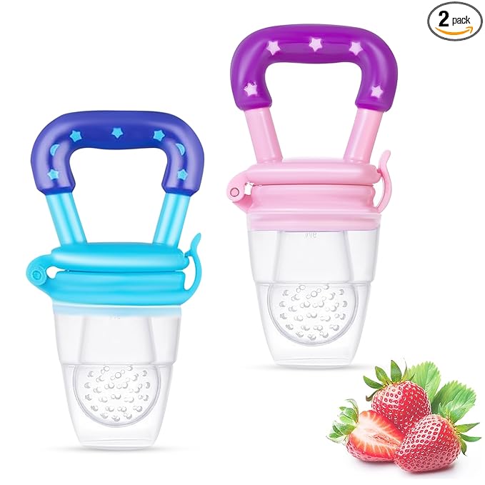 2er-Pack Baby-Fruchtsauger – Weicher Silikon-Babysauger mit Griff zur Fütterung mit frischem Obst und Lebensmitteln