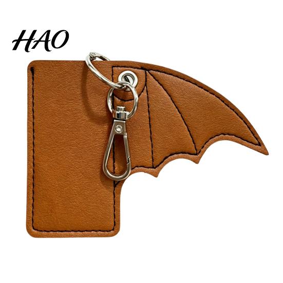 Durable Faux Leather Charm Lip Balm Case Bat Keychain, Lipstick Chapstick Punk Protective Personalized Bag Keychain Gift Sleeve Charm, Car Key