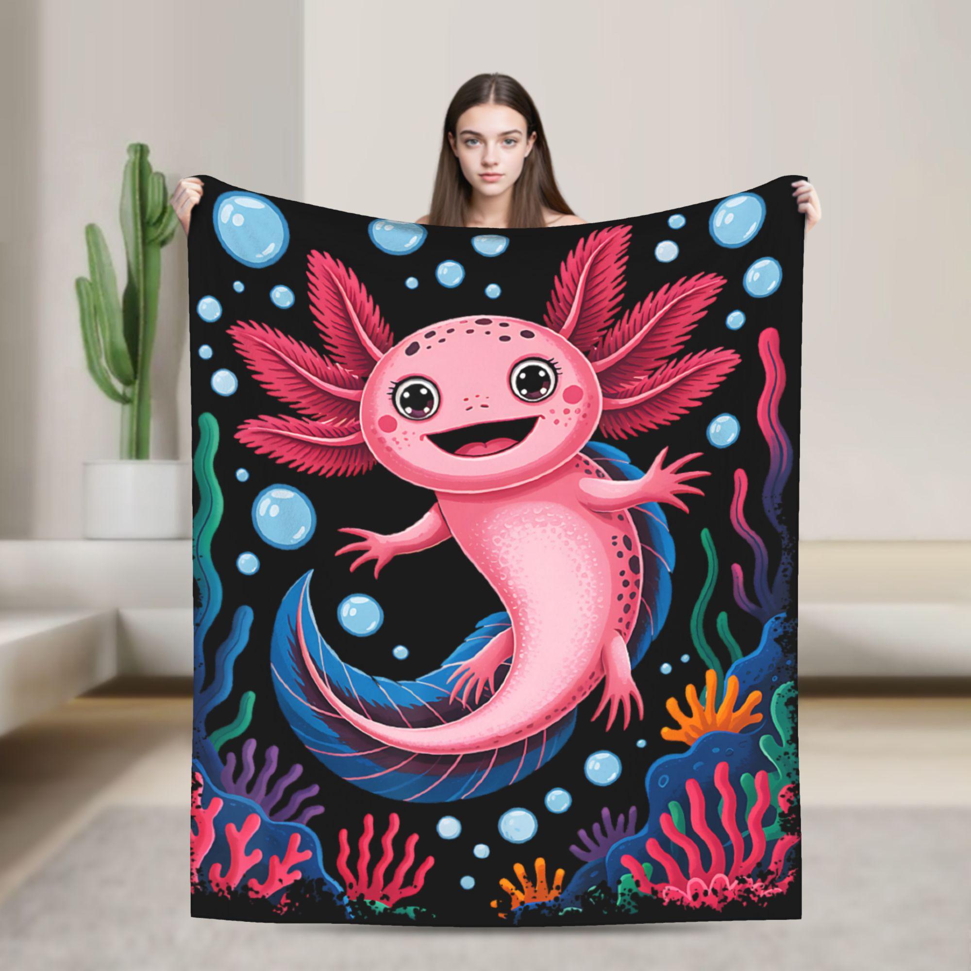 

Axolotl Kawaii Cute Graphic Flannel Blanket Winter Soft Throw Blanket for Girls Boys Couch Bed Bedspread Bed Cover 75x100cm (30x40inch)