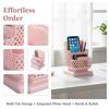 PP Hollow Plastic Desktop Multi Compartment Pen Holder with Phone Stand Slot Desk Stationery Organizer for Students