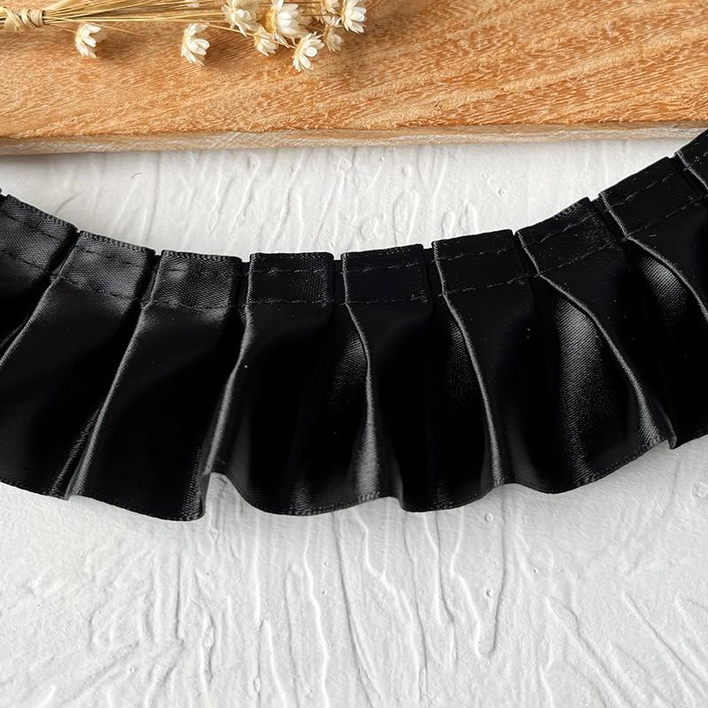 Material organza din dantelă neagră pentru îmbrăcăminte și accesorii DIY - Decorare decolteu și tiv fustă