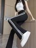 Women's High Waist Micro-Flare Pants - Autumn/Winter Velvet, Slimming, Plus Size, Casual Outer Wear