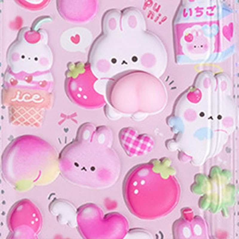 3D Squishy Butt Stickers, DIY Planner Stickers, Animal Stickers for Kids, Adults, Girls, Decorative Phone Cases, Stick-on Craft Supplies, Motivational
