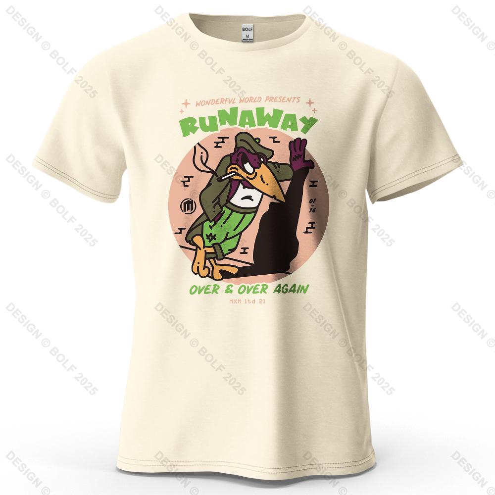

Runaway Bird Funky Printed Men s T-Shirt 100% Cotton Oversized Vintage Graphic Tees for Women Tops Tees Casual Streetwear 4XL