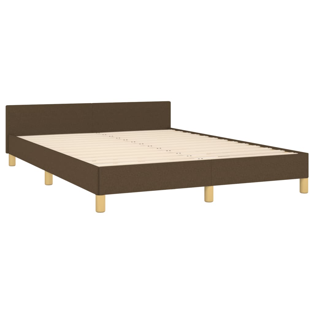 Bed Frame Without Mattress Dark Brown 140x190 Cm Fabric