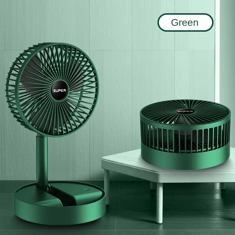 

Summer Gift Portable Charging Desk Fan with Adjustable Height, Strong Wind, 3 Speeds, Foldable and Telescopic Mobile Phone Stand темно-зеленого