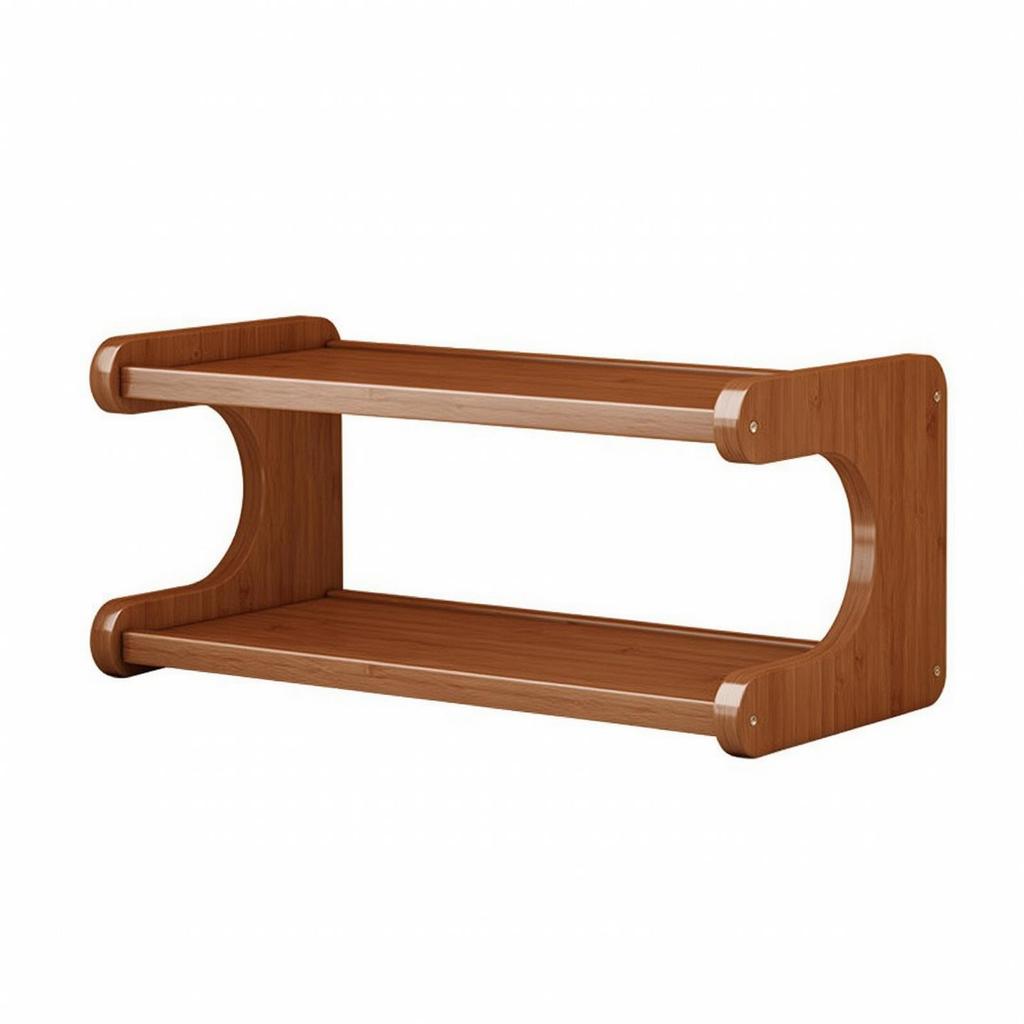 Screwless Bamboo Desktop Storage Rack | Rounded Smooth Edges, Warm , for Office 2 Tier 30CM
