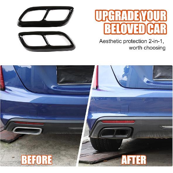 Car Exterior Exhaust Pipe Mufflers Cover Compatible with 2020-2023 Cadillac CT4/CT5, 2023-2024 Cadillac CT6,Stainless Steel Exhaust Pipe Decorate