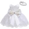 Bestseller Baby 100-Tage-Geburtstagskleid mit Schleife, Haarband, Puffrock und Spitzenkleid
