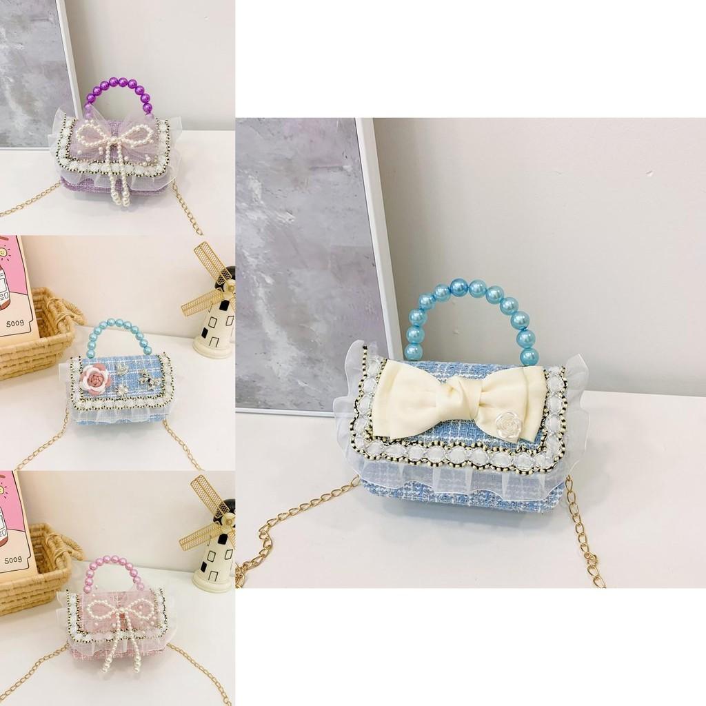 Adorable Pearl Bow Kids Crossbody Bag With Charming Floral Patterns For Daily Use