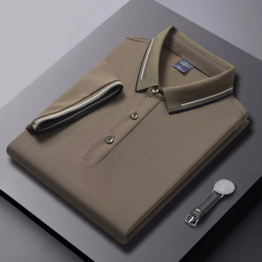 Men's POLO T-shirt Short sleeve shirt 5XL high stretch ice silk summer business casual non-ironing solid color anti-wrinkle