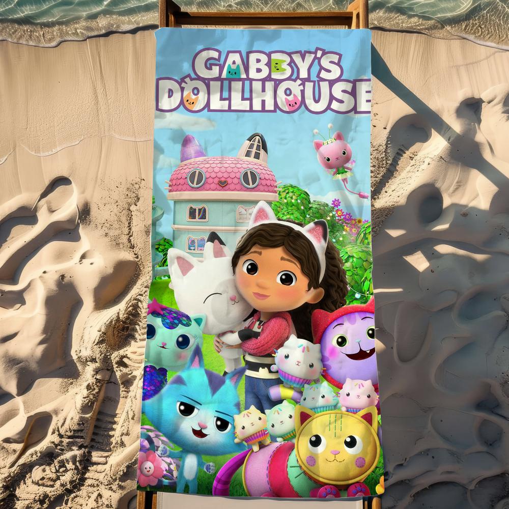 Cartoon Cute G-Gabbys Dollhouse Towel Soft Pool Gift For Travel Gym Shower Camping Quick Dry Sports Large Beach Towel