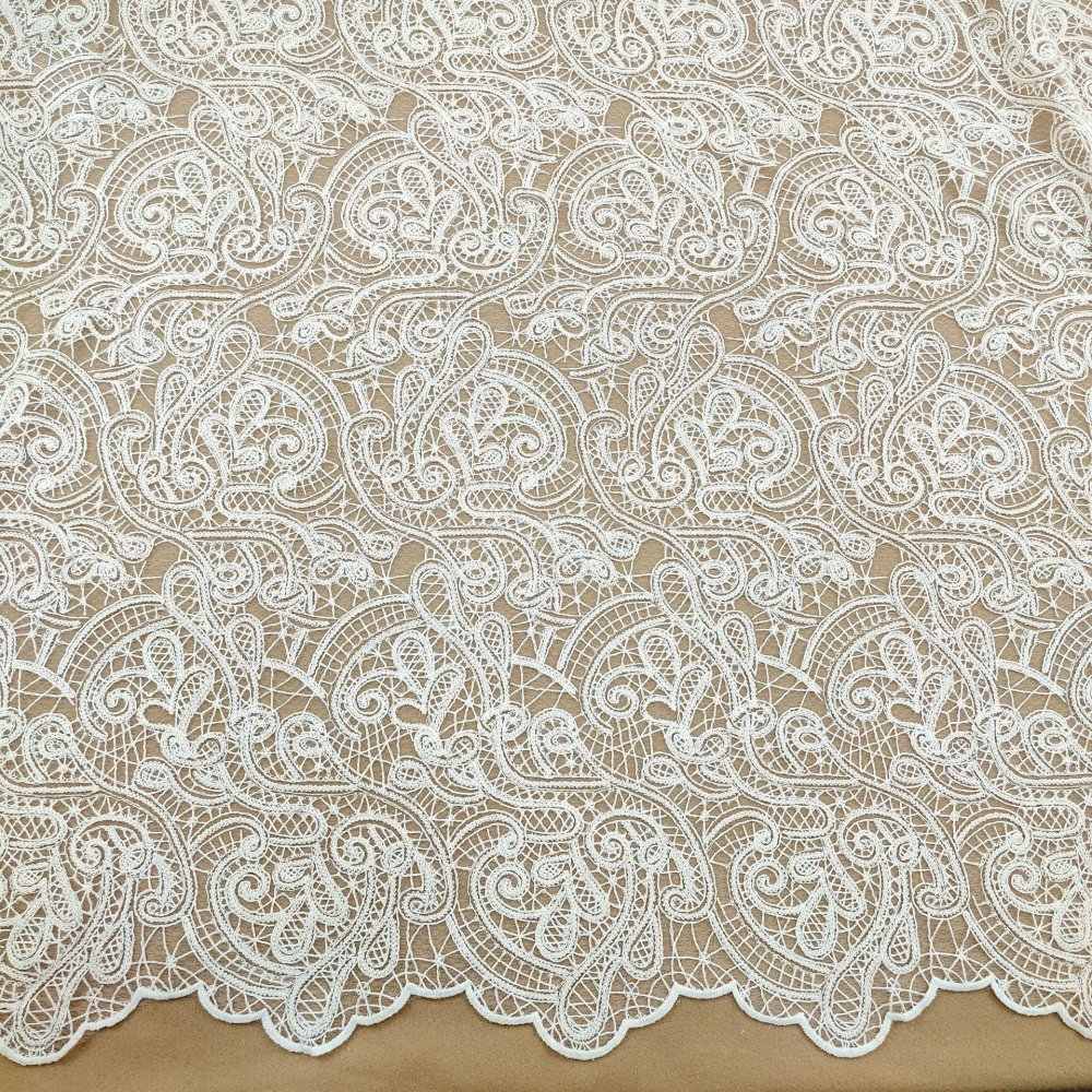 1 Meter/los 130cm breit Exquisite beige hohl floral stickerei stoff baumwolle gewinde mesh stoff kinder kleidung hochzeit kleid zubehör
