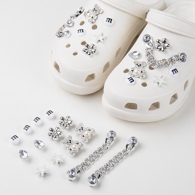 Cute Resin Starfish & Shell Croc Shoe Buckles with High-End Flower Accessories