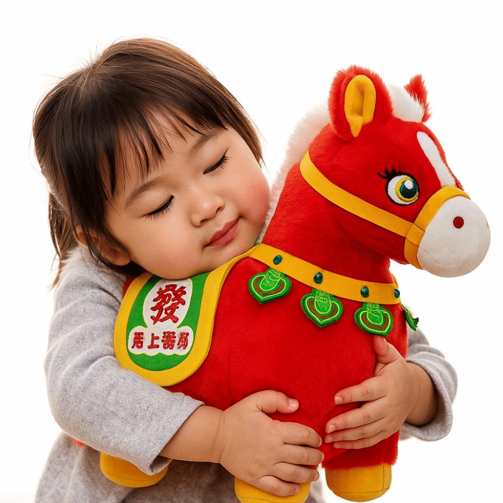 Chinese Style Plush Horse Plush Doll PP Cotton Chinese Stuffed Horse Doll Festive Decor