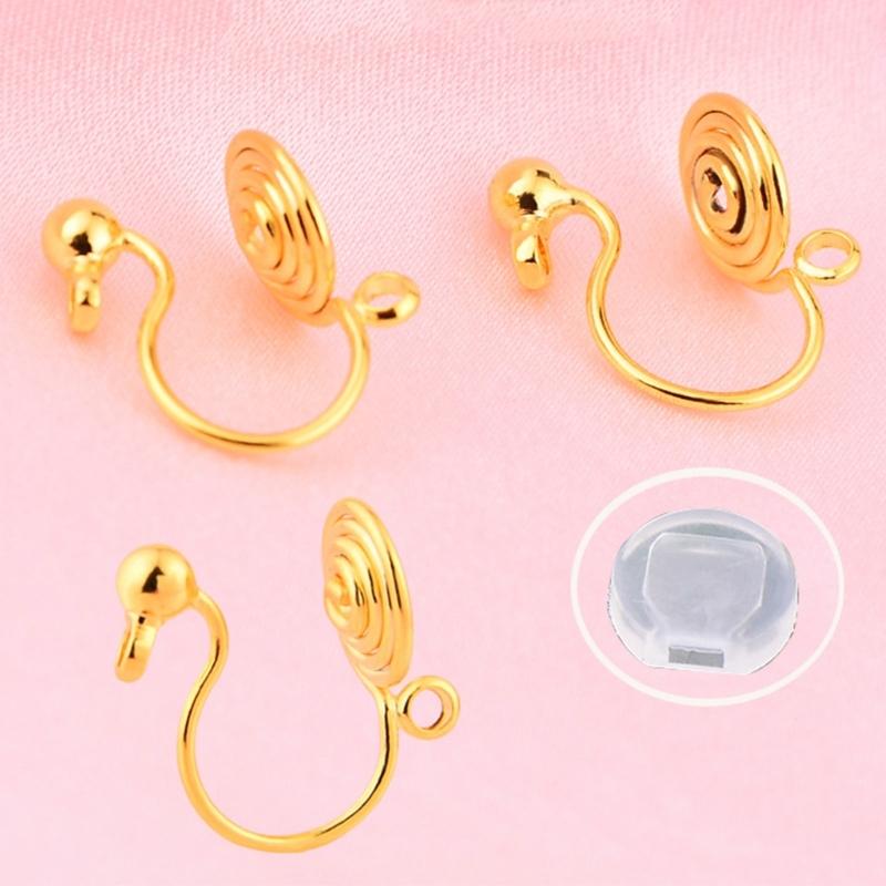 10 Pairs Hypoallergenic Clip-on Earrings Converter Round Flat Back Coil Earring Clip Converter for None Pierced Ears