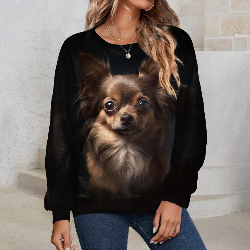 Süßes Tier Katze Hund Rundhals-Sweatshirt 3D-Druck Damen Y2k Streetwear Herbstmode Sweatshirts Pullover Damenbekleidung