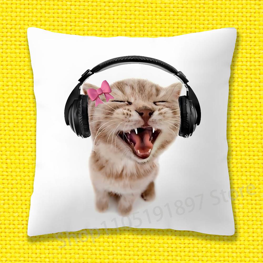Cat Pet Cute Funny Throw Pillow Case For 45x45cm 40x40cm 30x30cm 50x50cm 55x55cm Square Home Pillowcase Case