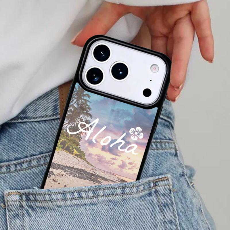 Aloha Hawaii Hawaiian Beach Palms Phone Case for iPhone 16e 15 14 13 12 17 Pro Max Plus Air 17pro Cover Coque