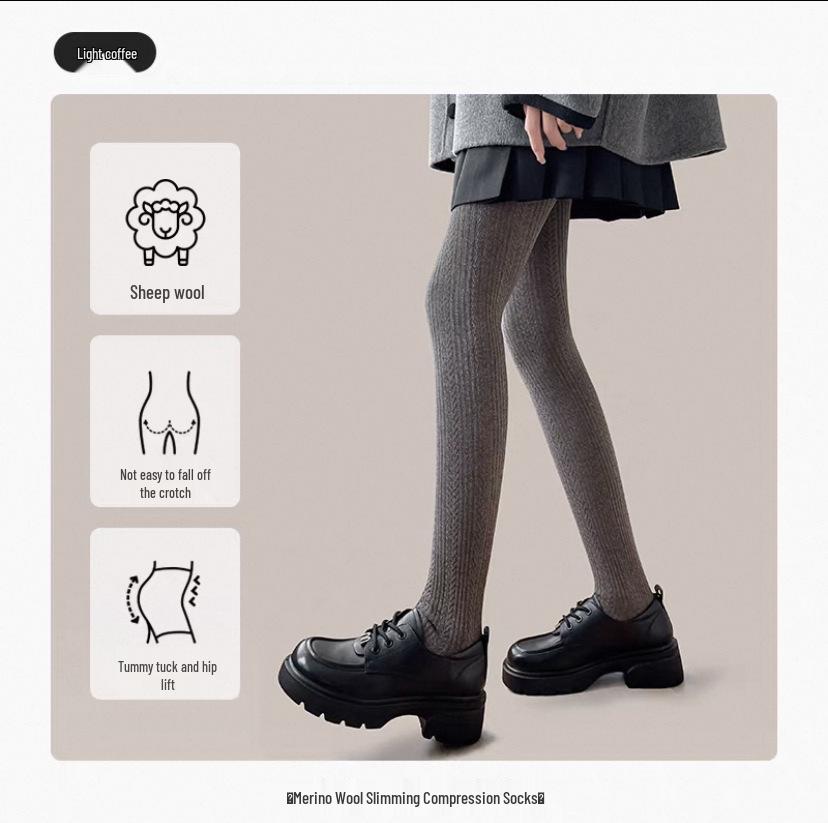 Women's Thickened Wool Cable Knit Pantyhose - Cashmere Warm, Vertical Stripe, Hip-Lifting Leggings with Right-Angle Heel for Autumn & Winter