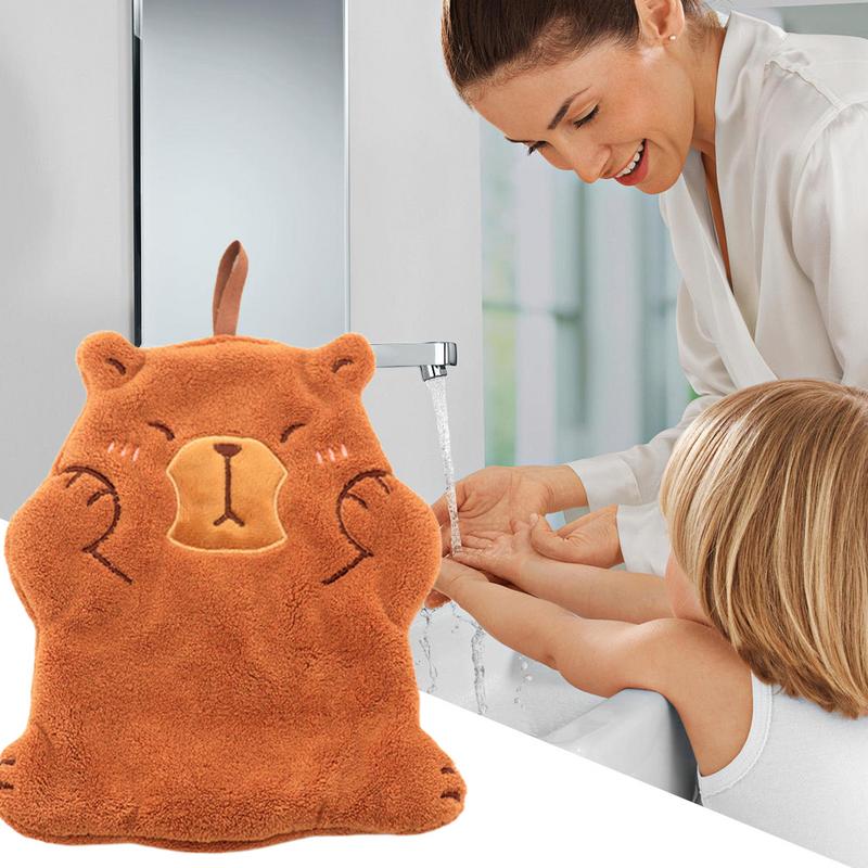 Capybara Hand Towel Coral Velvet Kitchen Hand Towels Absorbent Children Hand Towel Quick Drying Bathroom Hand Towel With Loop
