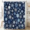 Winter Snowflake Shower Curtain Christmas Decor for Bathroom, Navy Blue with White Flakes 72x84 inches Waterproof Fabric 1 Piece