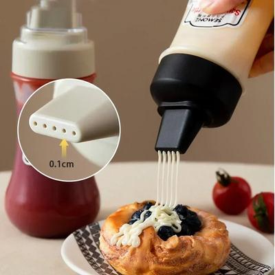 Botellas Exprimidoras de 350 ml con 5 Agujeros Botellas para Condimentos con Boquillas Botella Exprimidora de Kétchup Mayonesa Dispensador de Miel Suministros de Cocina