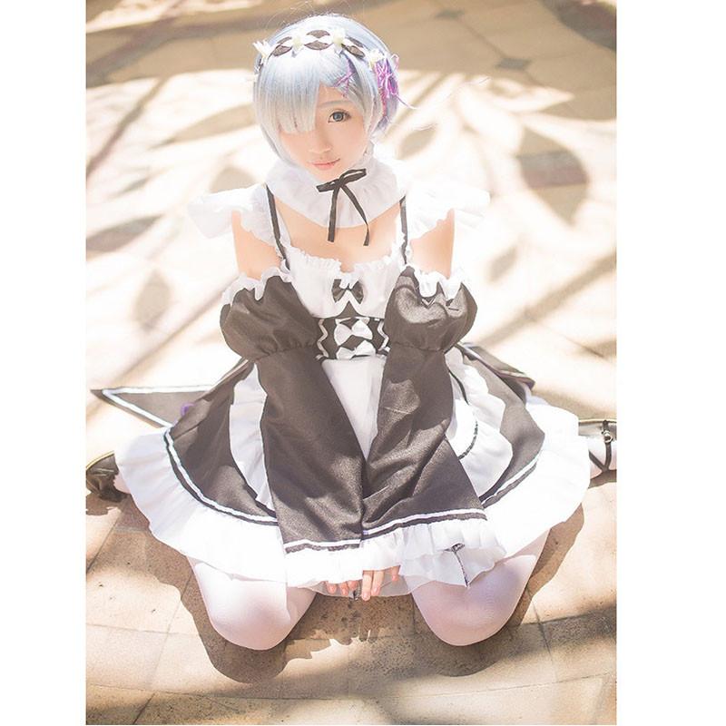 Zero Kara Hajimeru Isekai Seikatsu Twins Ramrem Cosplay Maid Party Dress