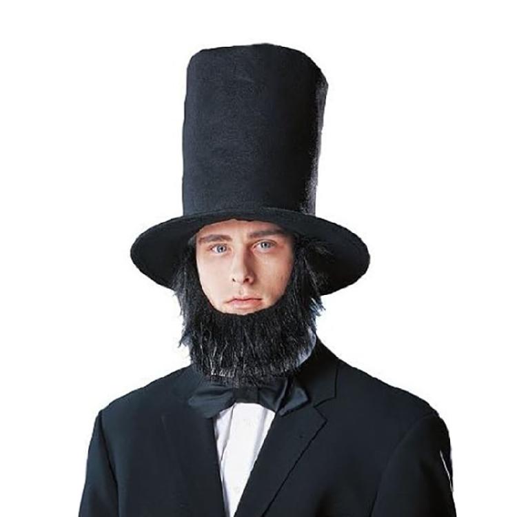 Presidents Day Outfits Top Hat Beard Necktie Set Abrahams Lincolns Costume Accessories for Halloween Dress Up Cosplay