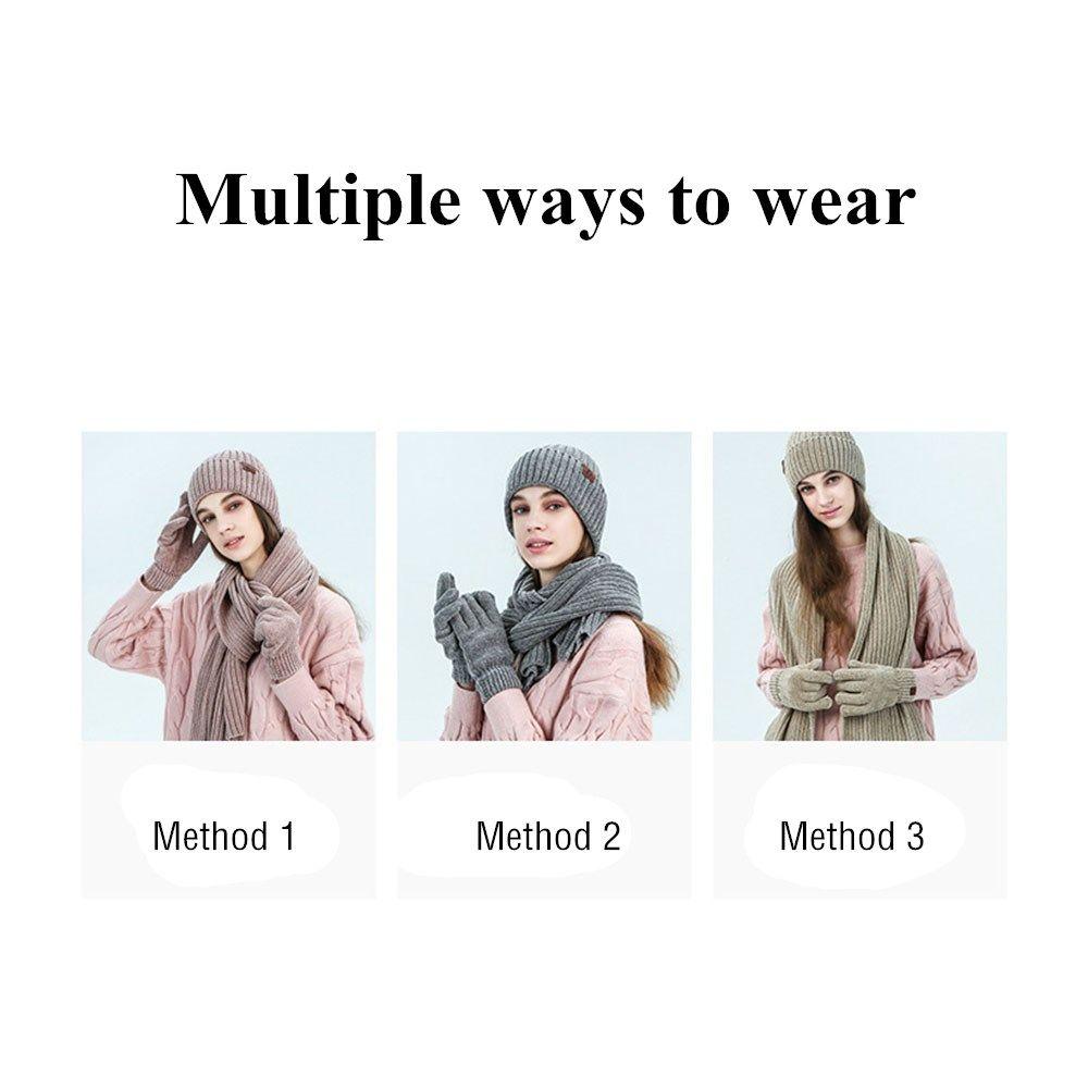 Men Women Knitted Beanie Cap Beanie Hat Ladies Hat Hat Scarf Gloves Set Warm Touchscreen Gloves