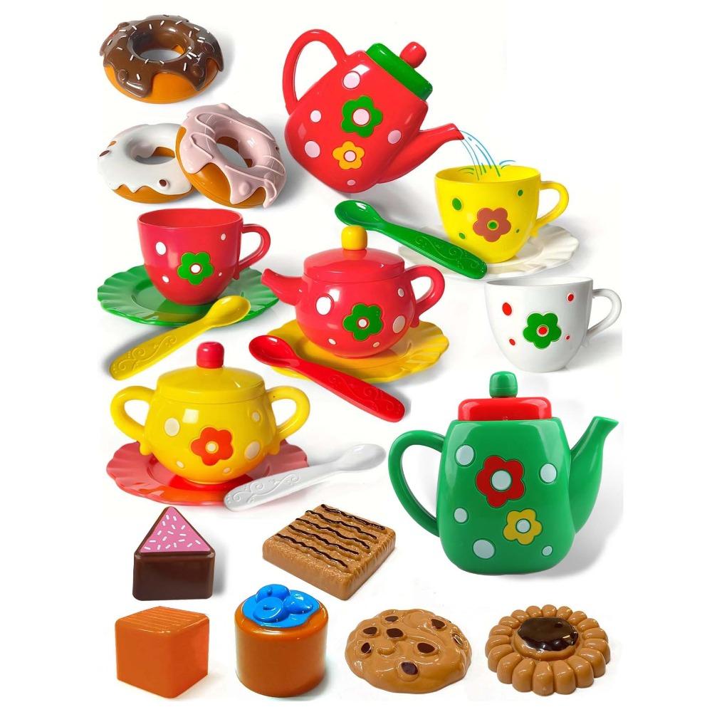 

Kettle Cookies Playhouse Kitchen Toys Simulation Food Tea Set for Girls Holiday Christmas as picture