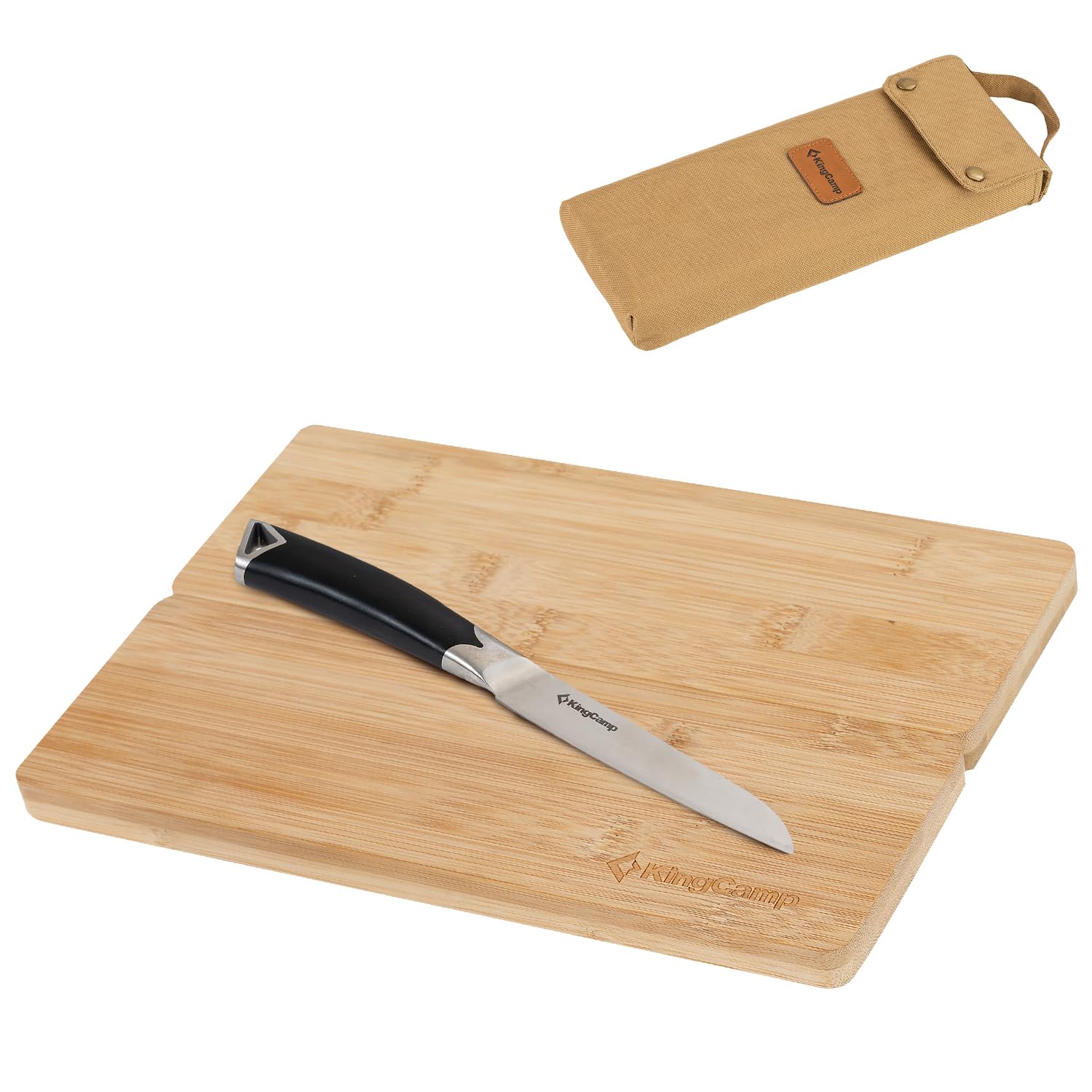 

KingCamp Разделочная доска Нож Резиновый режущий футляр для хранения Набор для кемпинга на открытом воздухе, бамбук, встроенный нож, нескользящая доска, в комплекте, жёлтый