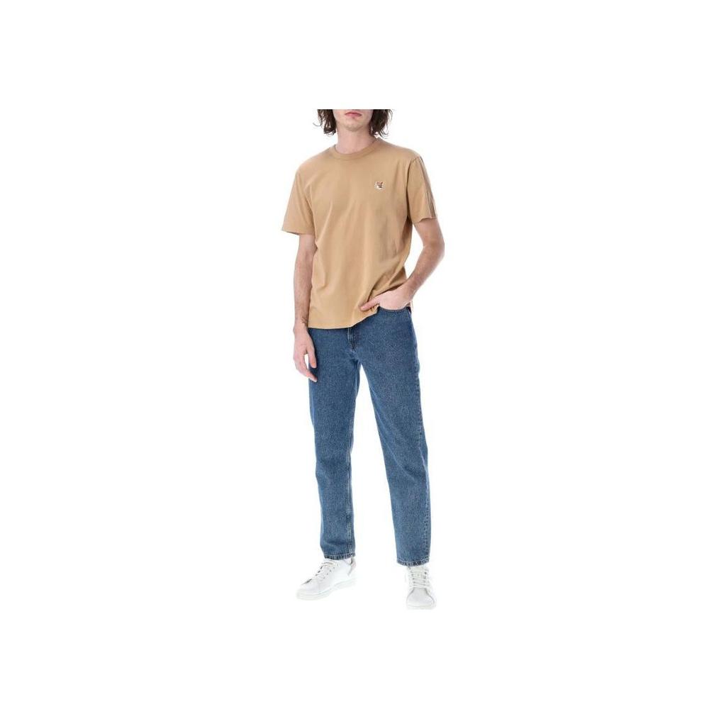 Maison Kitsune Ss23 Solid Color Casual Pullover Short Sleeve T-Shirt Men Tops Light-Brown AM00103KJ0008-P220