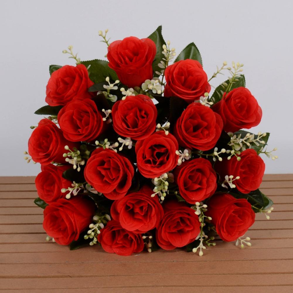 18 Heads Real Happy Flower Mini 10 Colors Natural Simulated Rose Photography Photo Gift Rose Flowers Decorative Home Decorative