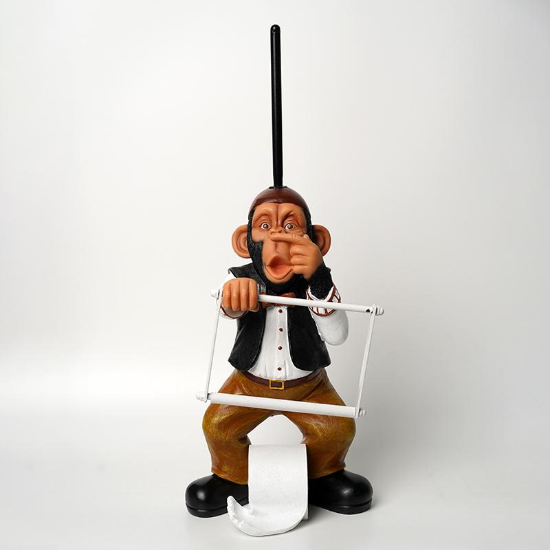 Creative Toilet Paper Holder Statue Funny Monkey Tissue Stand Rack Sculpture Decorative Resin Figure Living Room Bathroom Decor