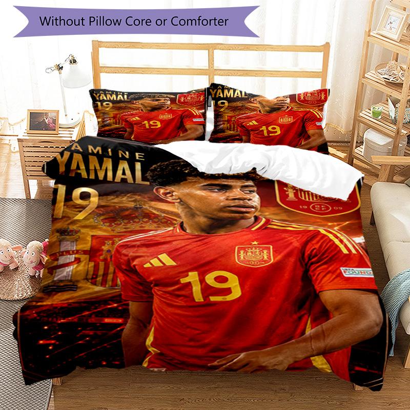 Lamine Yamal Spanish Football Player Bedding Set,Premium Bed Linen for Bedroom Home Decoration,Perfect Collectible Gift for Messi Fans,Easy Care Duvet