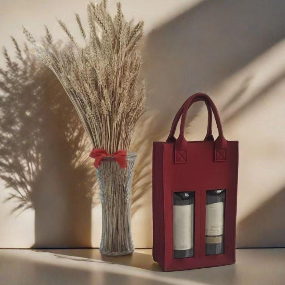 Double Bottle Holder Wine Box Non-woven Fabric Gift Presentation Box Wine Gift Bag with Handle Portable Champagne Package Bags