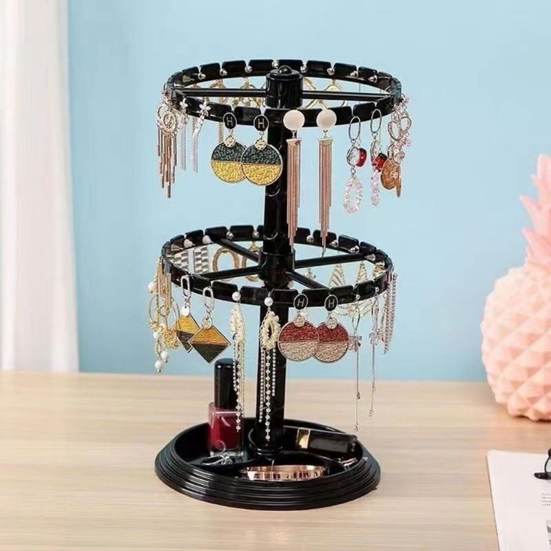 Rotating Earrings Display Stand Versatile Clear Jewelry Organizer Shelf Three Layer Rotating Jewellery Exhibition Rack