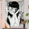Japanische Horror-Manga Wandteppich Tomie Unlimited Junji Ito Wandbehang Gruselige Ästhetik Hexerei-Zubehör Anime Raumdeko