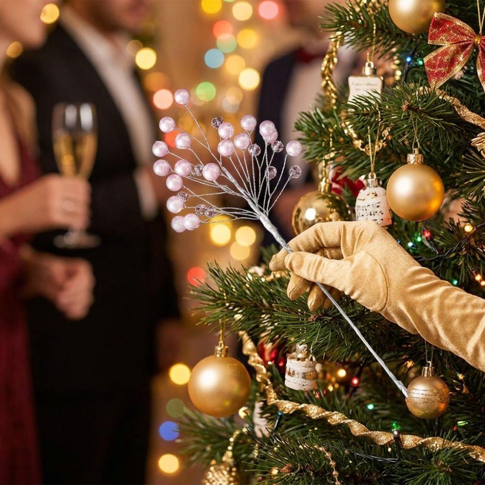 Glitzer Perle Kristall Weihnachten Pick Realistisch Perlenkette Ranke Edelstein Stern Weihnachtsbaum Ast Handgefertigt Handgemacht