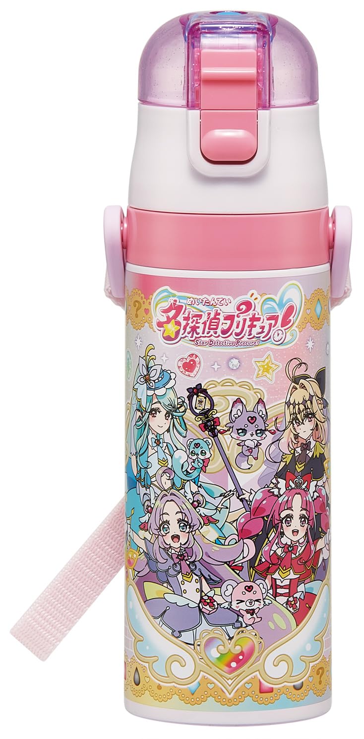 Skater Water Direct Detective Stainless Sports Water Kids Bottle, 470ml, Drink, Precure! Design, Girls Edition, Insulated, Steel, Lightweight,