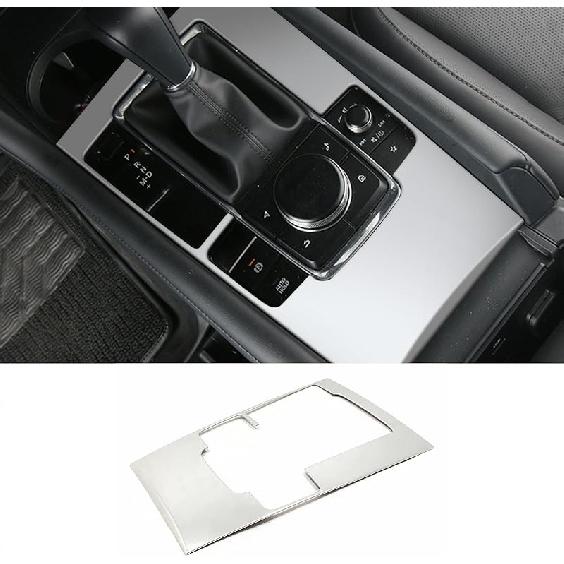 Car Accessories Fit for 2024 2025 Mazda 3 Axela Interior Gear Shift Knob Console Media Panel Cover Trim (Carbon Fiber Style) Stainless Steel 1