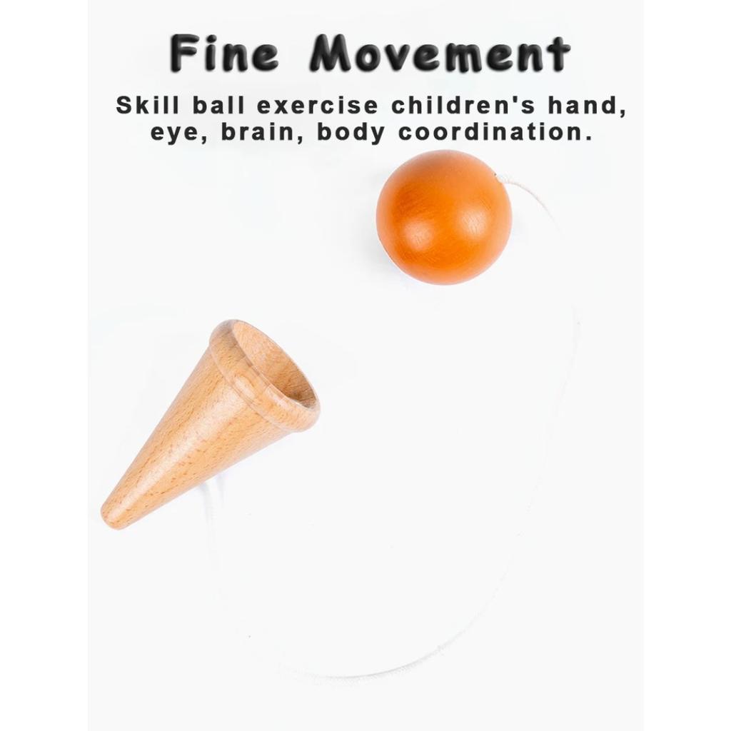 Fun Ball and Cup Toy Set for Kids Outdoor Throw and Catch Ball Game Balance Hand-Eye Coordination Motor Skill Training Beech Toy